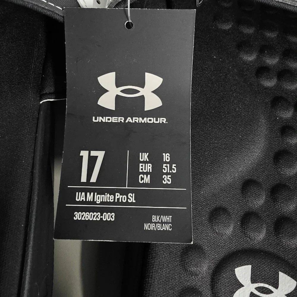 NEW Under Armour Mens Ignite Pro SL Slides Black White‎ Sandals Size 17
